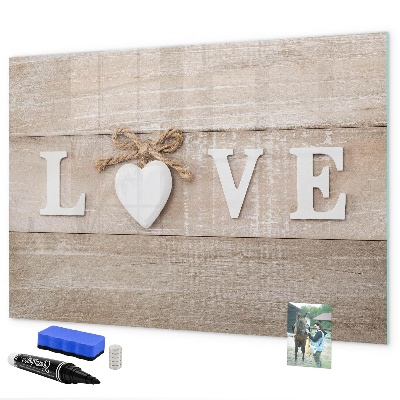 Decoratief glazen wandbord beschrijfbaar en magnetisch Liefde in foto's en herinneringen