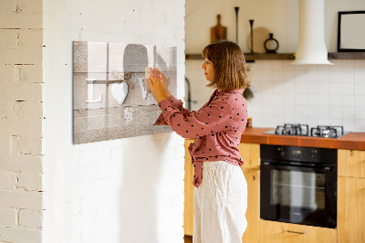 Decoratief glazen wandbord beschrijfbaar en magnetisch Liefde in foto's en herinneringen