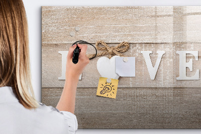 Decoratief glazen wandbord beschrijfbaar en magnetisch Liefde in foto's en herinneringen