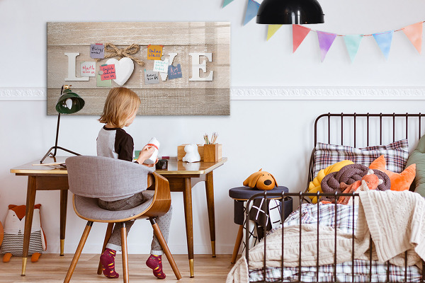 Decoratief glazen wandbord beschrijfbaar en magnetisch Liefde in foto's en herinneringen