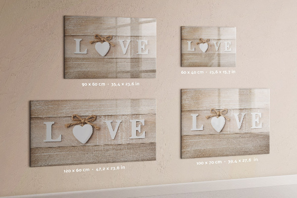 Decoratief glazen wandbord beschrijfbaar en magnetisch Liefde in foto's en herinneringen