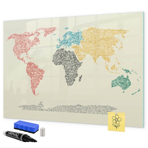 Wereldkaart met plaatsen en foto's