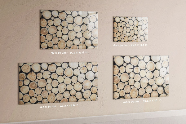 Decoratief glazen wandbord beschrijfbaar en magnetisch Natuurlijk hout in een moderne uitvoering