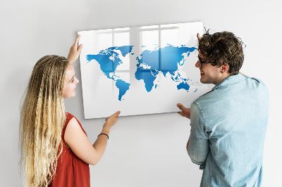 Memobord van glas met print inclusief neodymium magneten Wereldkaart met fotolocaties