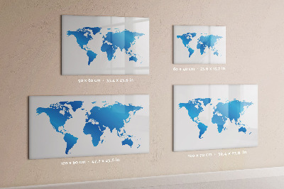 Memobord van glas met print inclusief neodymium magneten Wereldkaart met fotolocaties
