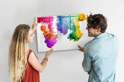 Decoratief glazen wandbord beschrijfbaar en magnetisch Kleurrijke wolken met persoonlijke foto's