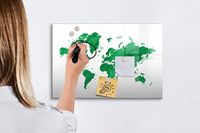 Memobord van glas met print inclusief neodymium magneten Interactieve kaart voor reisherinneringen