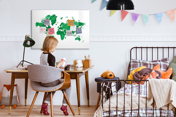 Memobord van glas met print inclusief neodymium magneten Interactieve kaart voor reisherinneringen