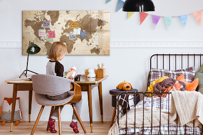Memobord van glas met print inclusief neodymium magneten Wereldkaart met fotolocaties