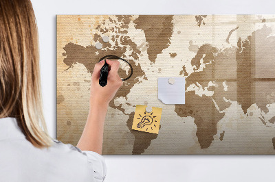 Memobord van glas met print inclusief neodymium magneten Wereldkaart met fotolocaties