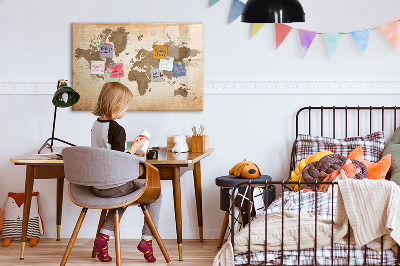 Memobord van glas met print inclusief neodymium magneten Wereldkaart met fotolocaties