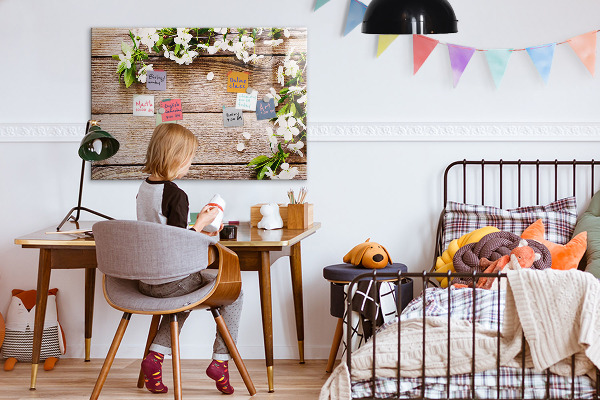 Decoratief glazen wandbord beschrijfbaar en magnetisch Creatief moodboard voor foto's en notities
