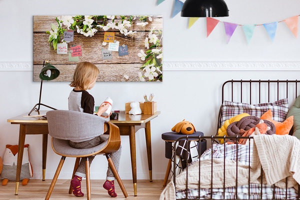 Decoratief glazen wandbord beschrijfbaar en magnetisch Creatief moodboard voor foto's en notities