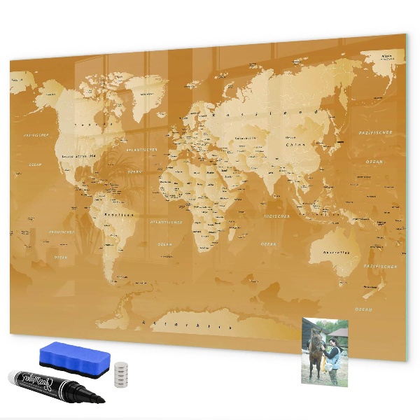 Decoratief glazen wandbord beschrijfbaar en magnetisch Interactieve kaartplanner met foto's