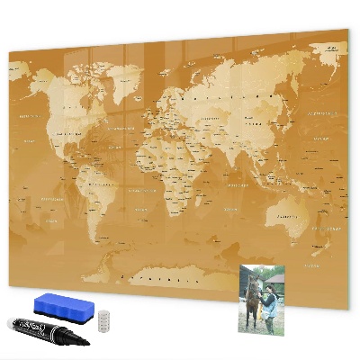 Decoratief glazen wandbord beschrijfbaar en magnetisch Interactieve kaartplanner met foto's