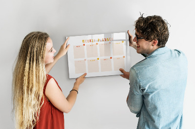 Decoratief glazen wandbord beschrijfbaar en magnetisch Weekplanner met ruimte voor foto's