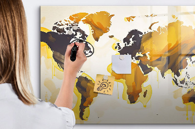 Memobord van glas met print inclusief neodymium magneten Wereldkaart met fotolocaties