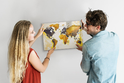 Memobord van glas met print inclusief neodymium magneten Wereldkaart met fotolocaties