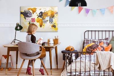 Memobord van glas met print inclusief neodymium magneten Wereldkaart met fotolocaties