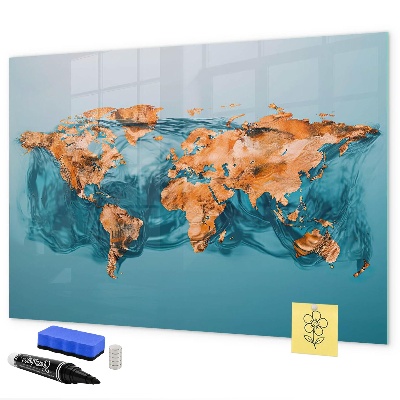 Decoratief glazen wandbord beschrijfbaar en magnetisch Een interactieve wereld met persoonlijke foto's