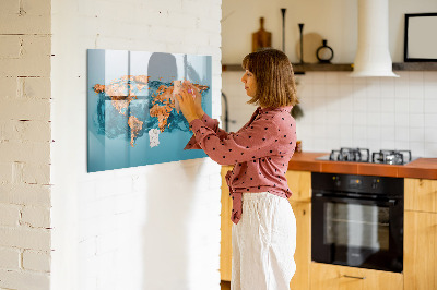 Decoratief glazen wandbord beschrijfbaar en magnetisch Een interactieve wereld met persoonlijke foto's