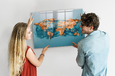 Decoratief glazen wandbord beschrijfbaar en magnetisch Een interactieve wereld met persoonlijke foto's