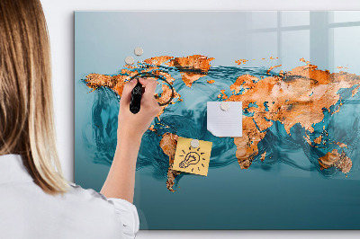 Decoratief glazen wandbord beschrijfbaar en magnetisch Een interactieve wereld met persoonlijke foto's