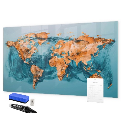Decoratief glazen wandbord beschrijfbaar en magnetisch Een interactieve wereld met persoonlijke foto's