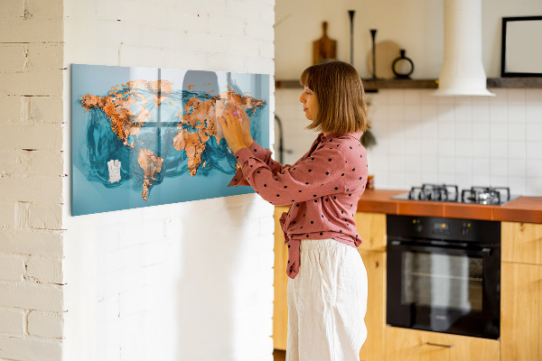 Decoratief glazen wandbord beschrijfbaar en magnetisch Een interactieve wereld met persoonlijke foto's
