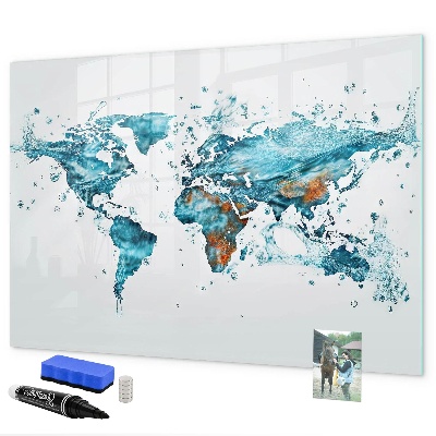 Memobord van glas met print inclusief neodymium magneten Waterkaarten met persoonlijke herinneringen