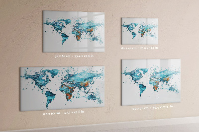 Memobord van glas met print inclusief neodymium magneten Waterkaarten met persoonlijke herinneringen