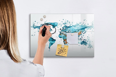 Memobord van glas met print inclusief neodymium magneten Waterkaarten met persoonlijke herinneringen