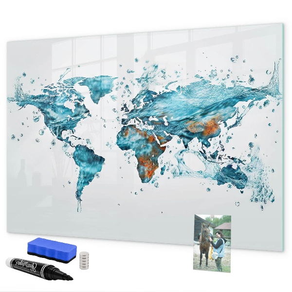 Memobord van glas met print inclusief neodymium magneten Waterkaarten met persoonlijke herinneringen