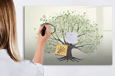 Decoratief glazen wandbord beschrijfbaar en magnetisch Herinneringsboom met persoonlijke foto's