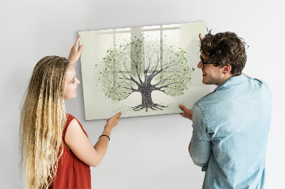 Decoratief glazen wandbord beschrijfbaar en magnetisch Herinneringsboom met persoonlijke foto's