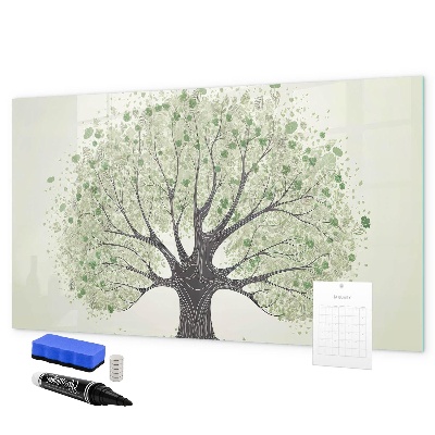 Decoratief glazen wandbord beschrijfbaar en magnetisch Herinneringsboom met persoonlijke foto's
