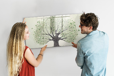 Decoratief glazen wandbord beschrijfbaar en magnetisch Herinneringsboom met persoonlijke foto's