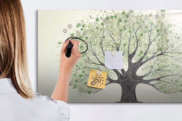 Decoratief glazen wandbord beschrijfbaar en magnetisch Herinneringsboom met persoonlijke foto's