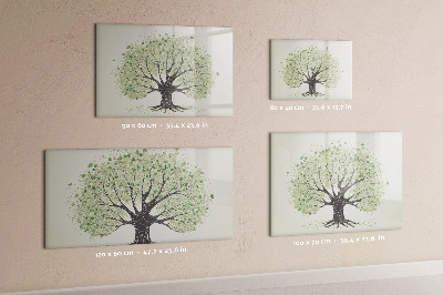 Decoratief glazen wandbord beschrijfbaar en magnetisch Herinneringsboom met persoonlijke foto's