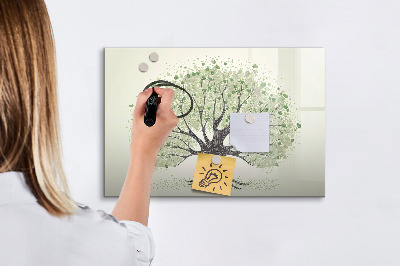 Decoratief glazen wandbord beschrijfbaar en magnetisch Herinneringsboom met persoonlijke foto's
