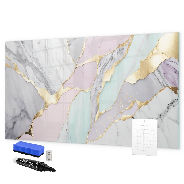 Decoratief glazen wandbord beschrijfbaar en magnetisch Modern prikbord voor notities en foto's