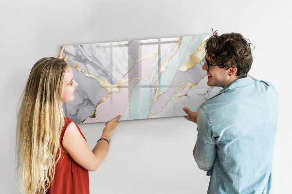 Decoratief glazen wandbord beschrijfbaar en magnetisch Modern prikbord voor notities en foto's