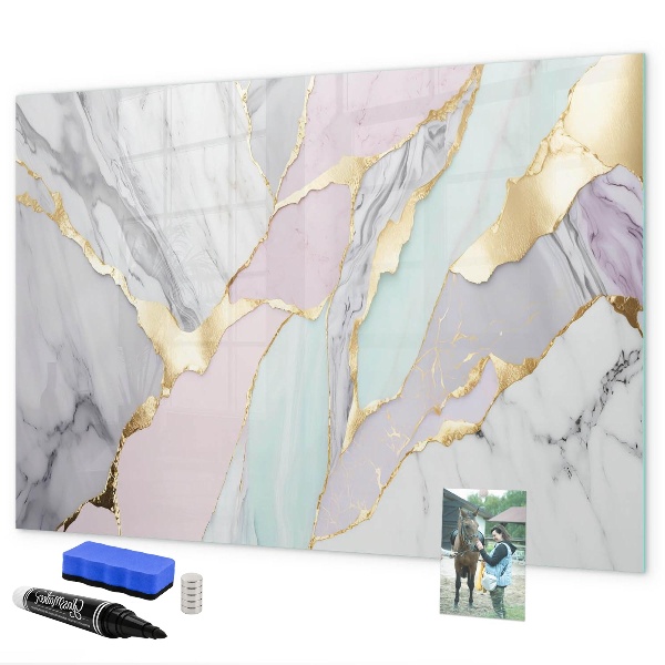 Decoratief glazen wandbord beschrijfbaar en magnetisch Modern prikbord voor notities en foto's