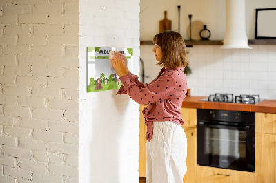 Memobord van glas met print inclusief neodymium magneten Weekplanner met een bosthema