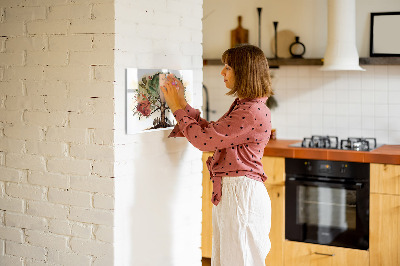 Decoratief glazen wandbord beschrijfbaar en magnetisch Herinneringsboom met persoonlijke foto's