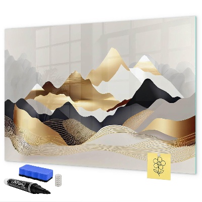 Memobord van glas met print inclusief neodymium magneten Modern prikbord voor foto's en notities