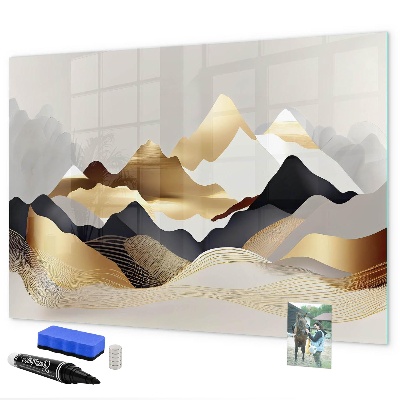 Memobord van glas met print inclusief neodymium magneten Modern prikbord voor foto's en notities