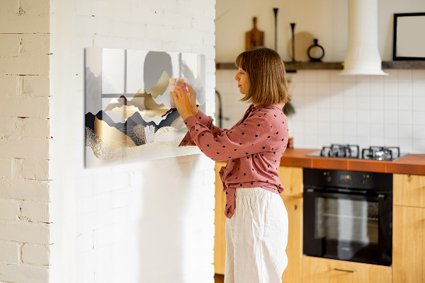 Memobord van glas met print inclusief neodymium magneten Modern prikbord voor foto's en notities