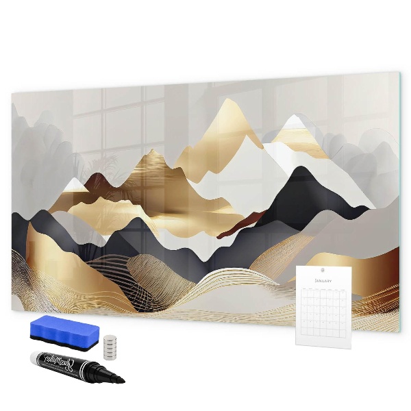Memobord van glas met print inclusief neodymium magneten Modern prikbord voor foto's en notities