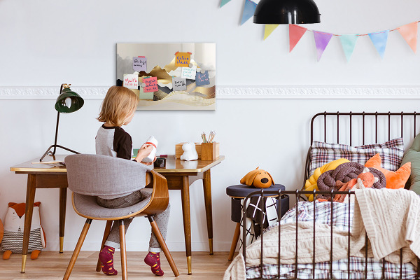 Memobord van glas met print inclusief neodymium magneten Modern prikbord voor foto's en notities